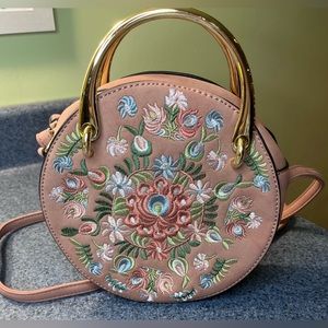 NWOT TARGET PINK EMBROIDERED CROSSBODY WITH  HANDLES